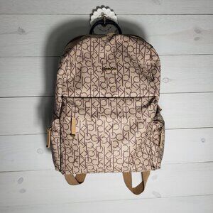 Calvin Klein Backpack Brown Tan Classic Logo Preppy